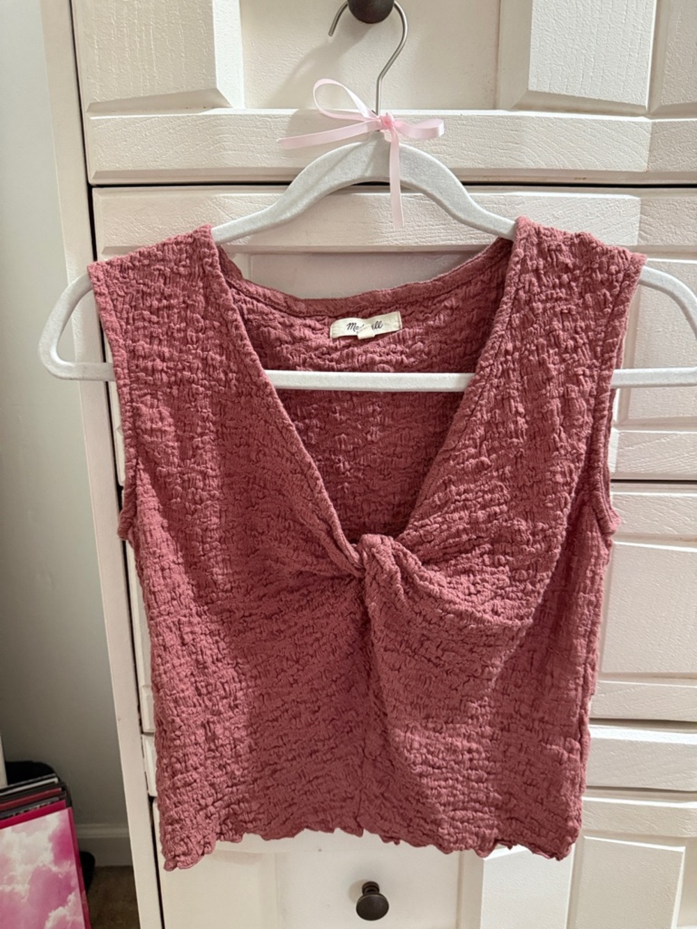 Madewell Dusty Rose Textured Twist-Front Camisole